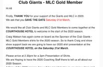 Club Giants – MLC Gold Member Event
